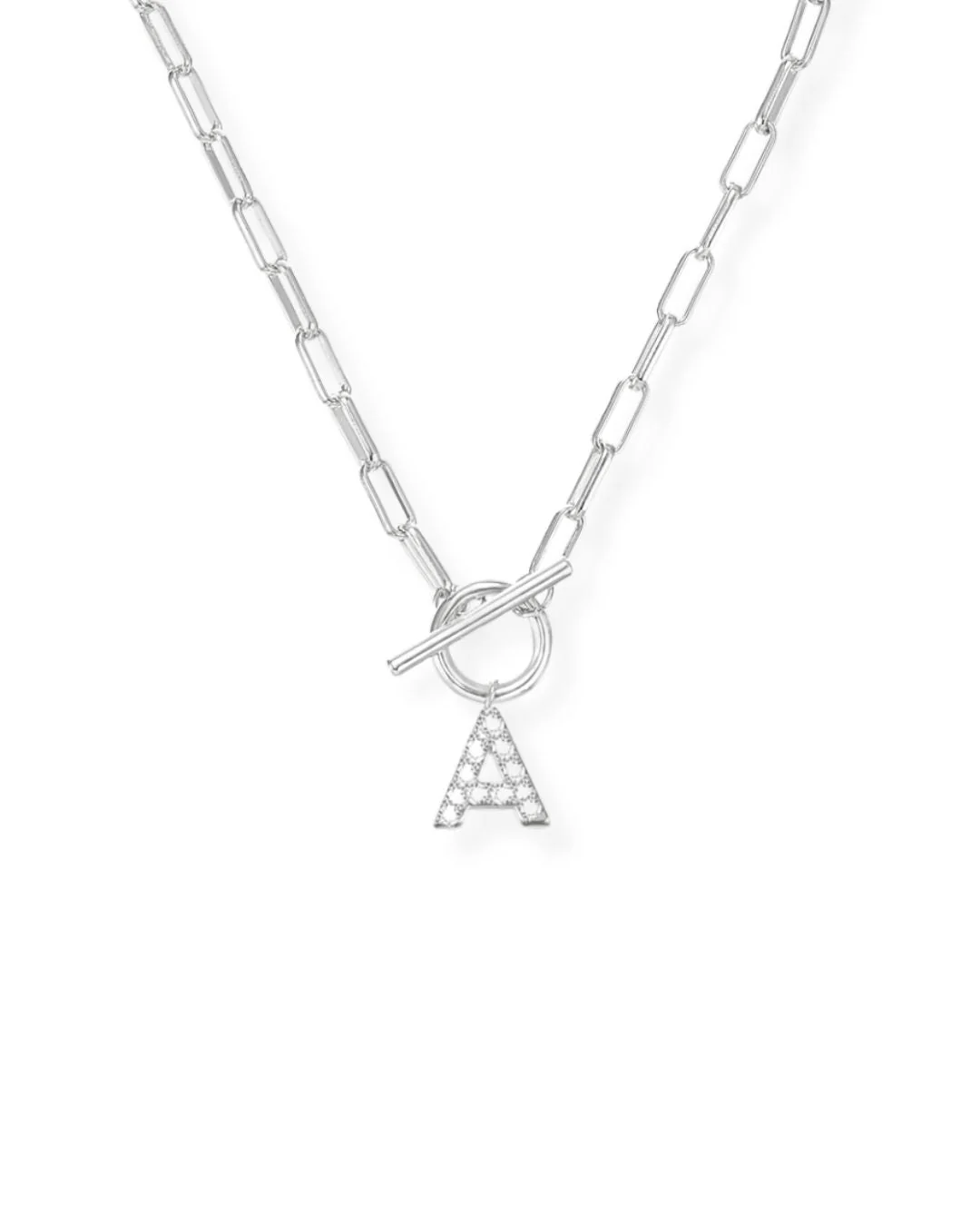 Sparkle Mini Toggle Initial Necklace - Image 4
