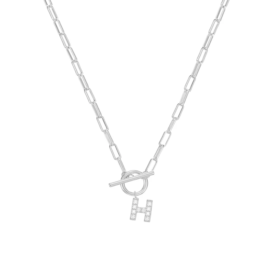 Sparkle Mini Toggle Initial Necklace - Image 5