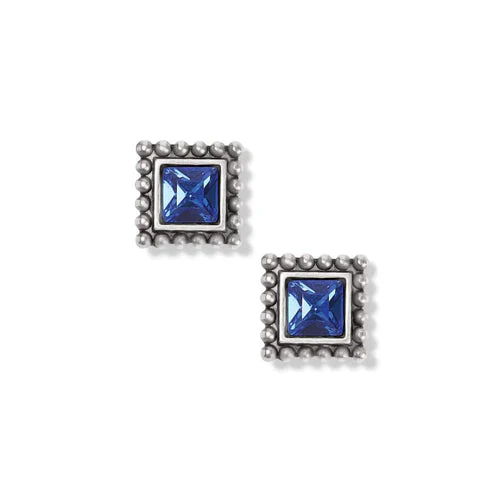 Sparkle Square Blue Mini Post Earrings - Image 2