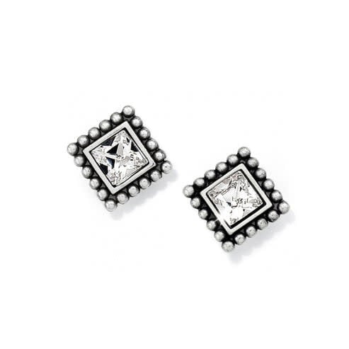 Sparkle Square Mini Post Earrings Silver