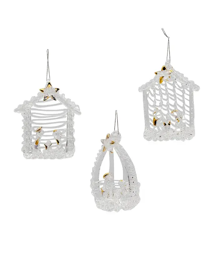 Spun Glass Nativity Ornament Set