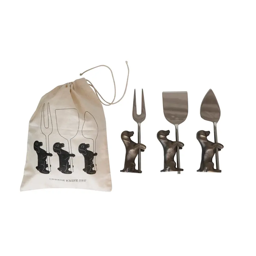 Stainless Steel Knives with Dog Stands