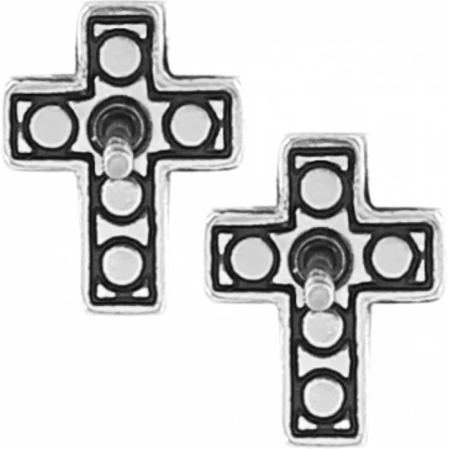 Starry Night Cross Mini Post Earrings - Silver - Image 2