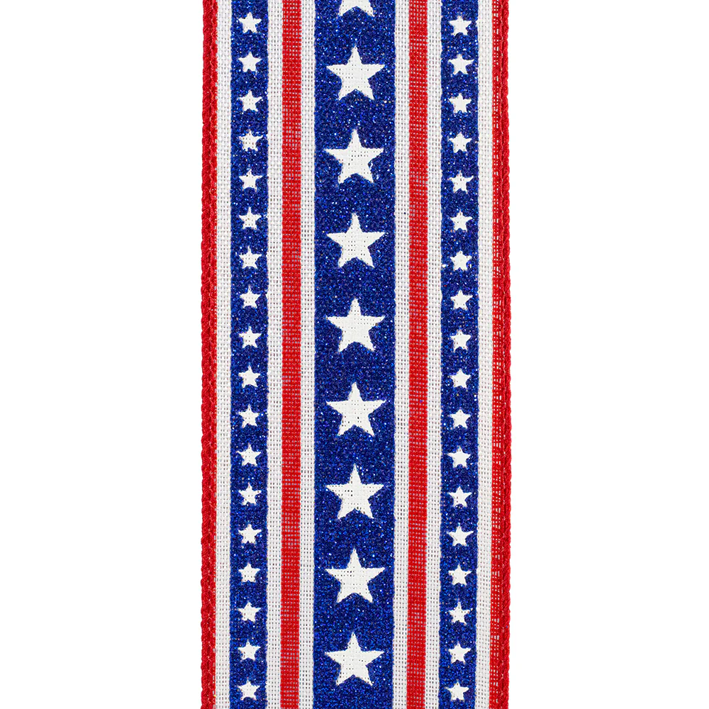Stars and Glitter Stripes Linen Wired Edge - Image 2
