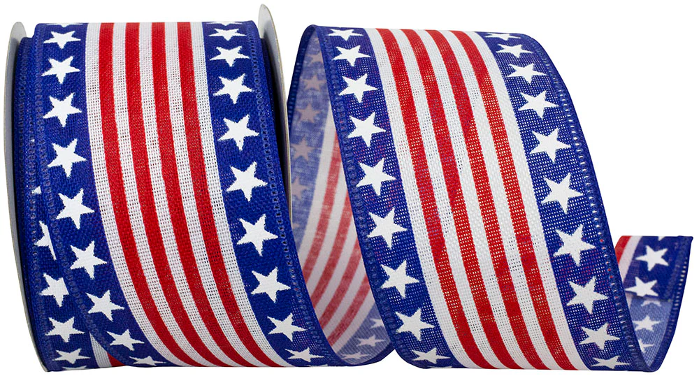 Stars and Stripes Continue Linen Wired Edge