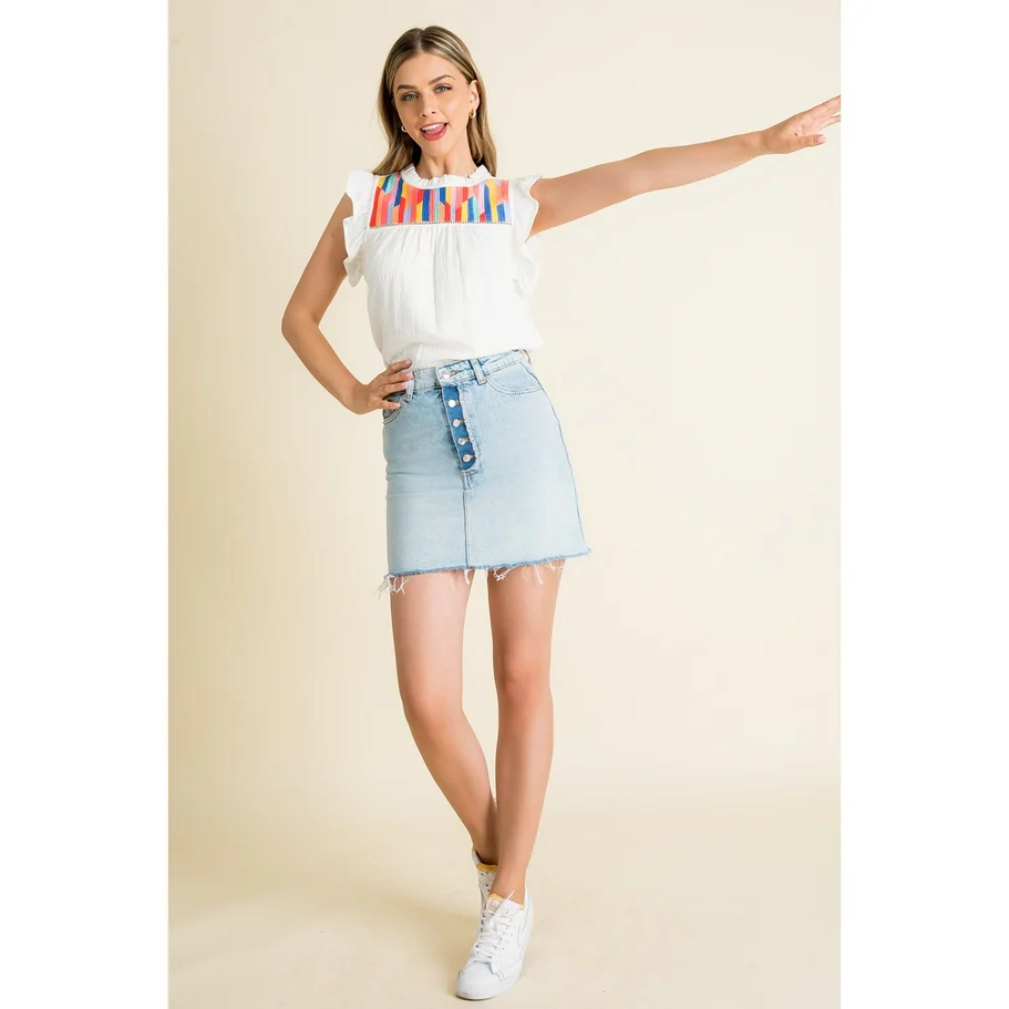 Stella Embroidered Ruffle Sleeve Knit Top - Image 4