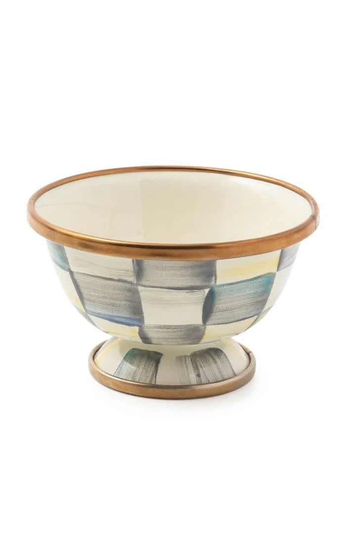 Sterling Check Enamel Little Sugar Bowl