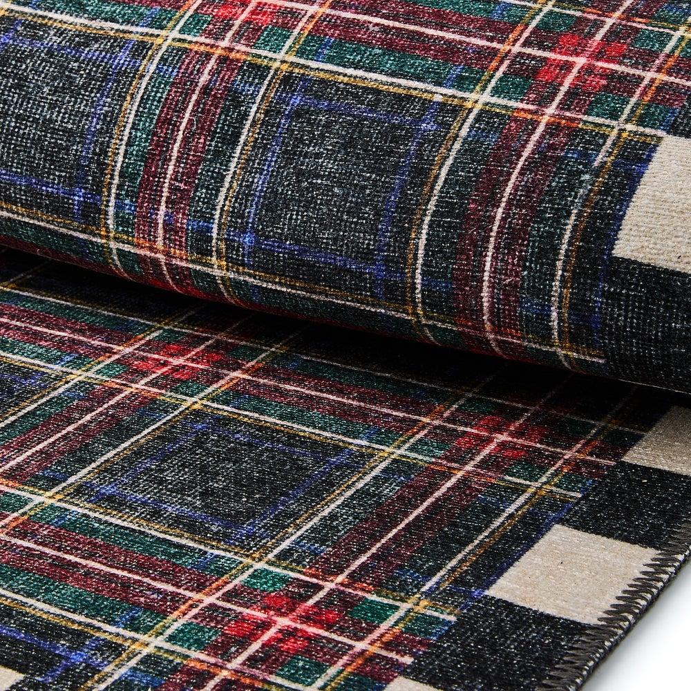 Stewart Tartan Black 2'6" x 8' Washable Runner - Image 2