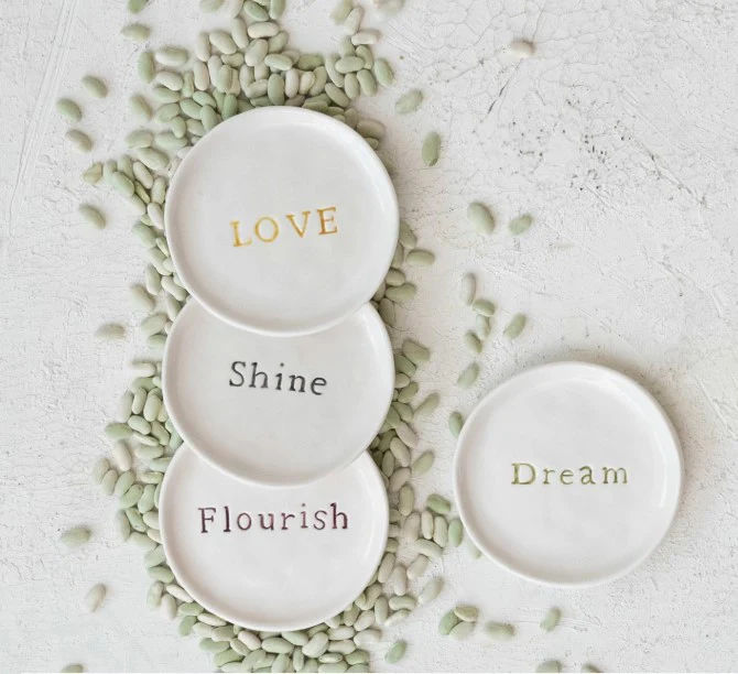 Stoneware Dish w/ Debossed Word