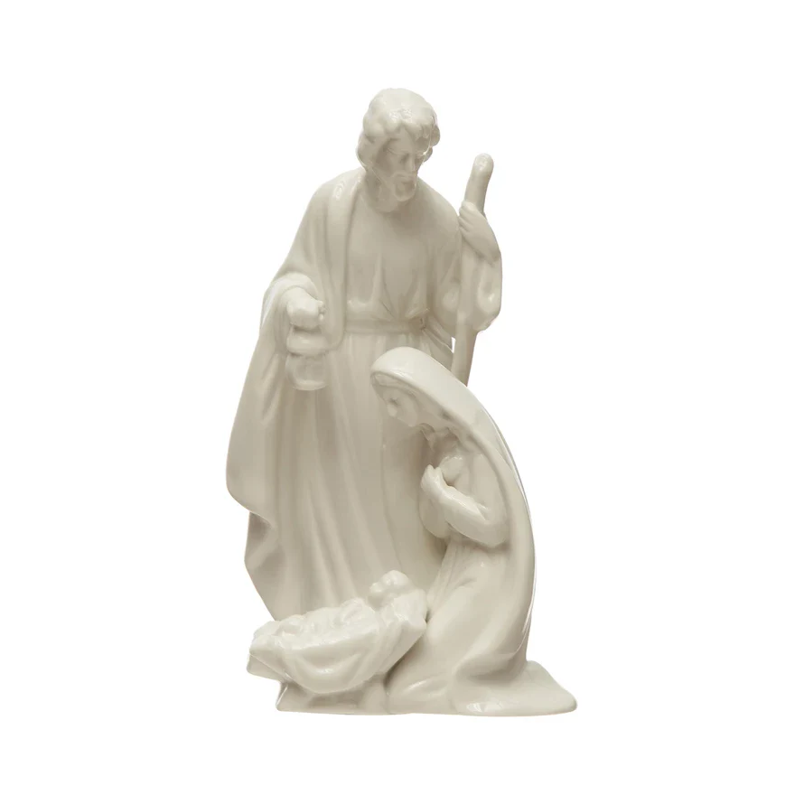 Stoneware Holy Family - White