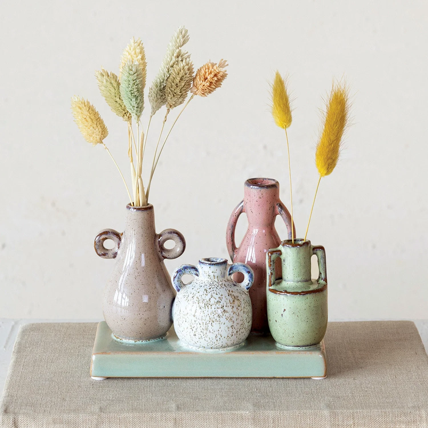 Stoneware Mounted Vases with Base - Image 2