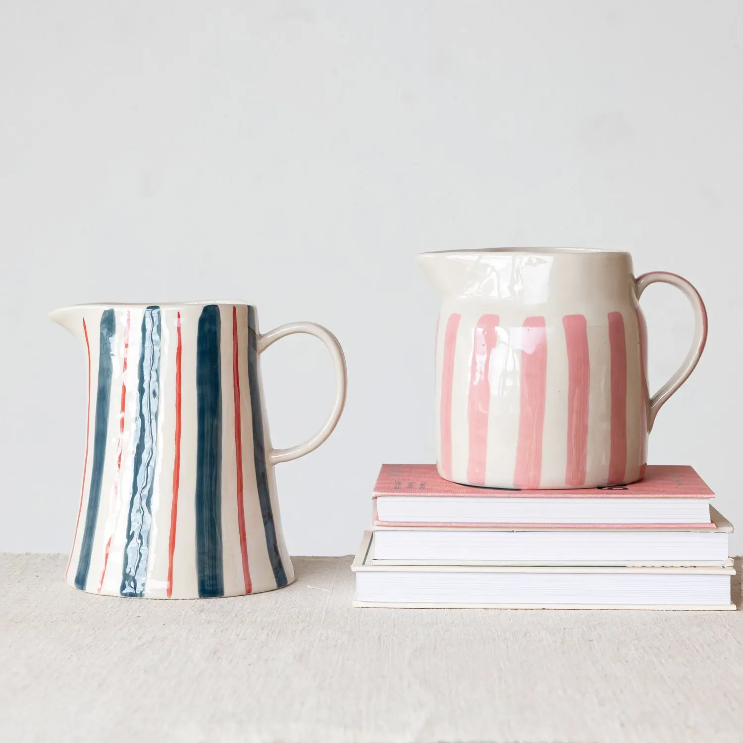 Stoneware Pitcher with Stripes - Image 3
