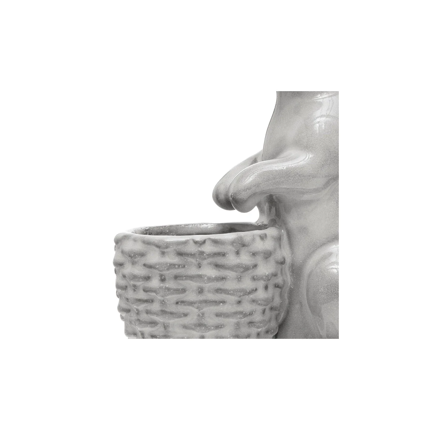 Stoneware Rabbit with Embossed Planter - Image 2