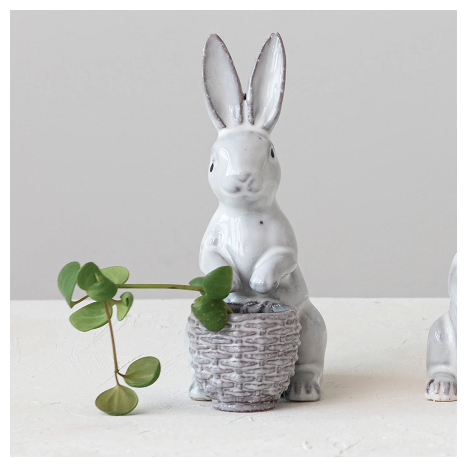 Stoneware Rabbit with Embossed Planter - Image 4