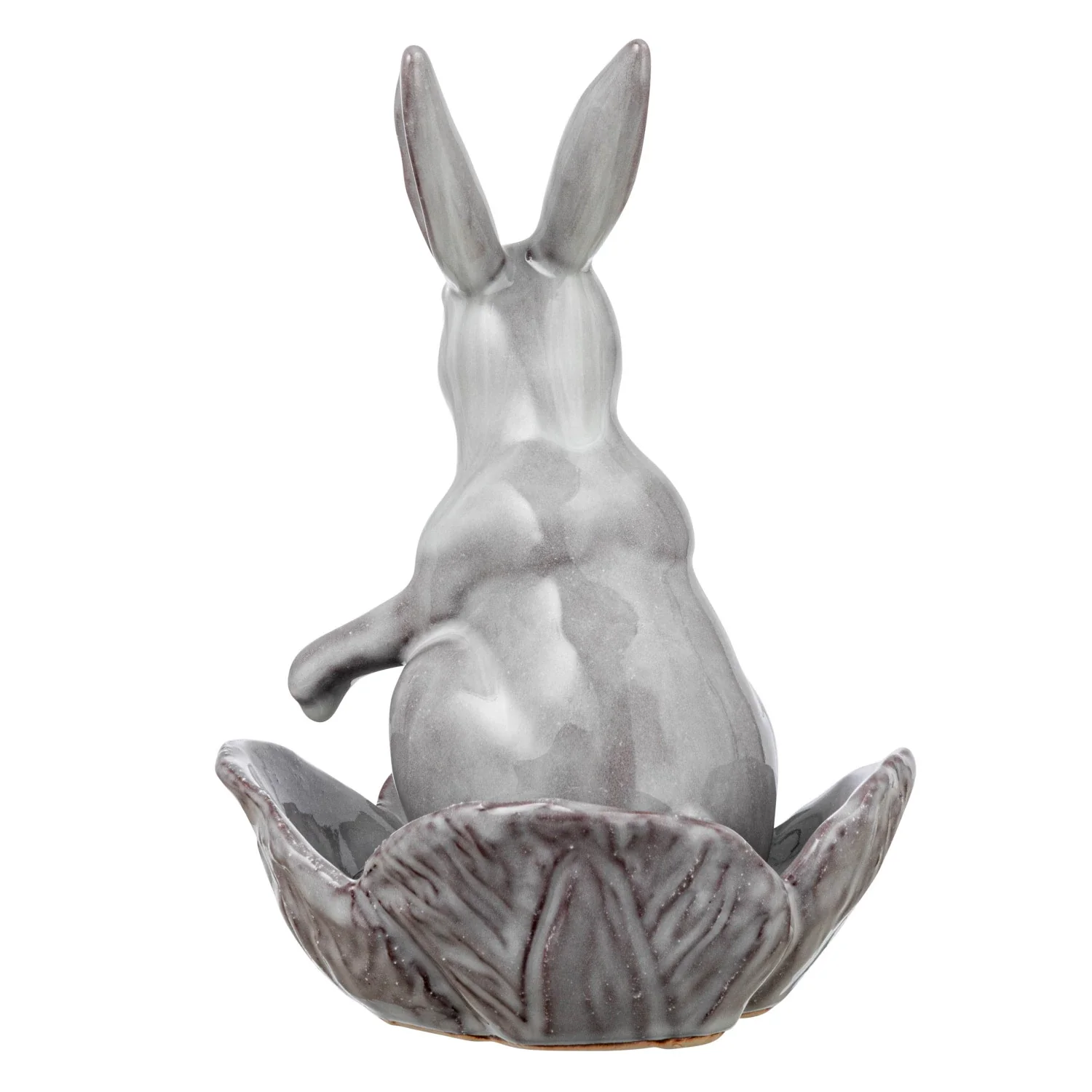 Stoneware Rabbit with Flower Shaped Bowl - Image 3