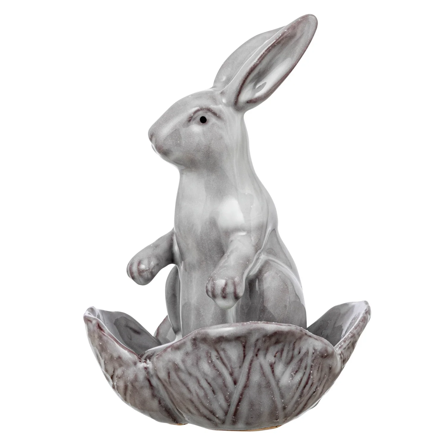 Stoneware Rabbit with Flower Shaped Bowl - Image 5