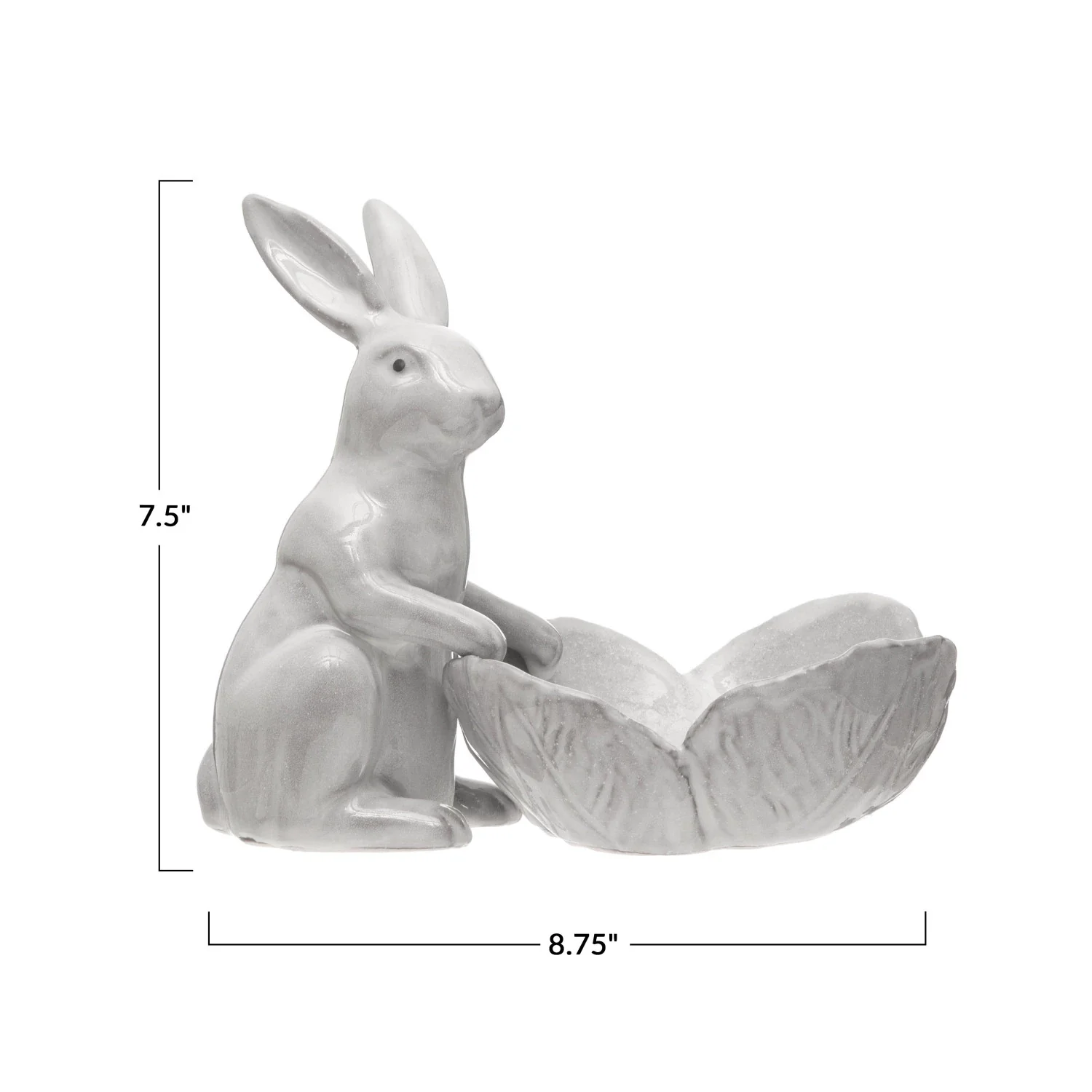 Stoneware Rabbit with Flower Shaped Bowl - Image 7