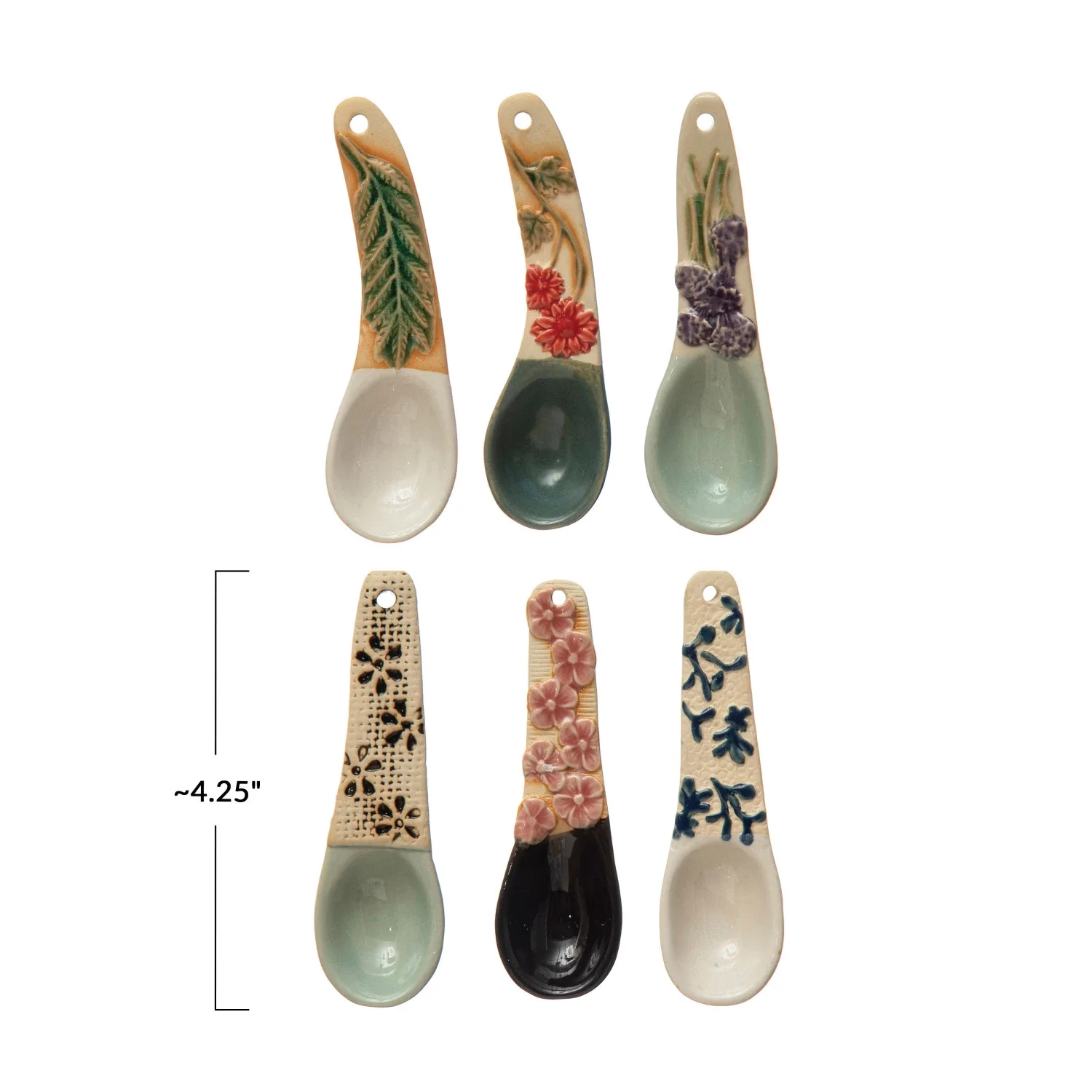 Stoneware Spoon with Floral Design Handle - Image 3