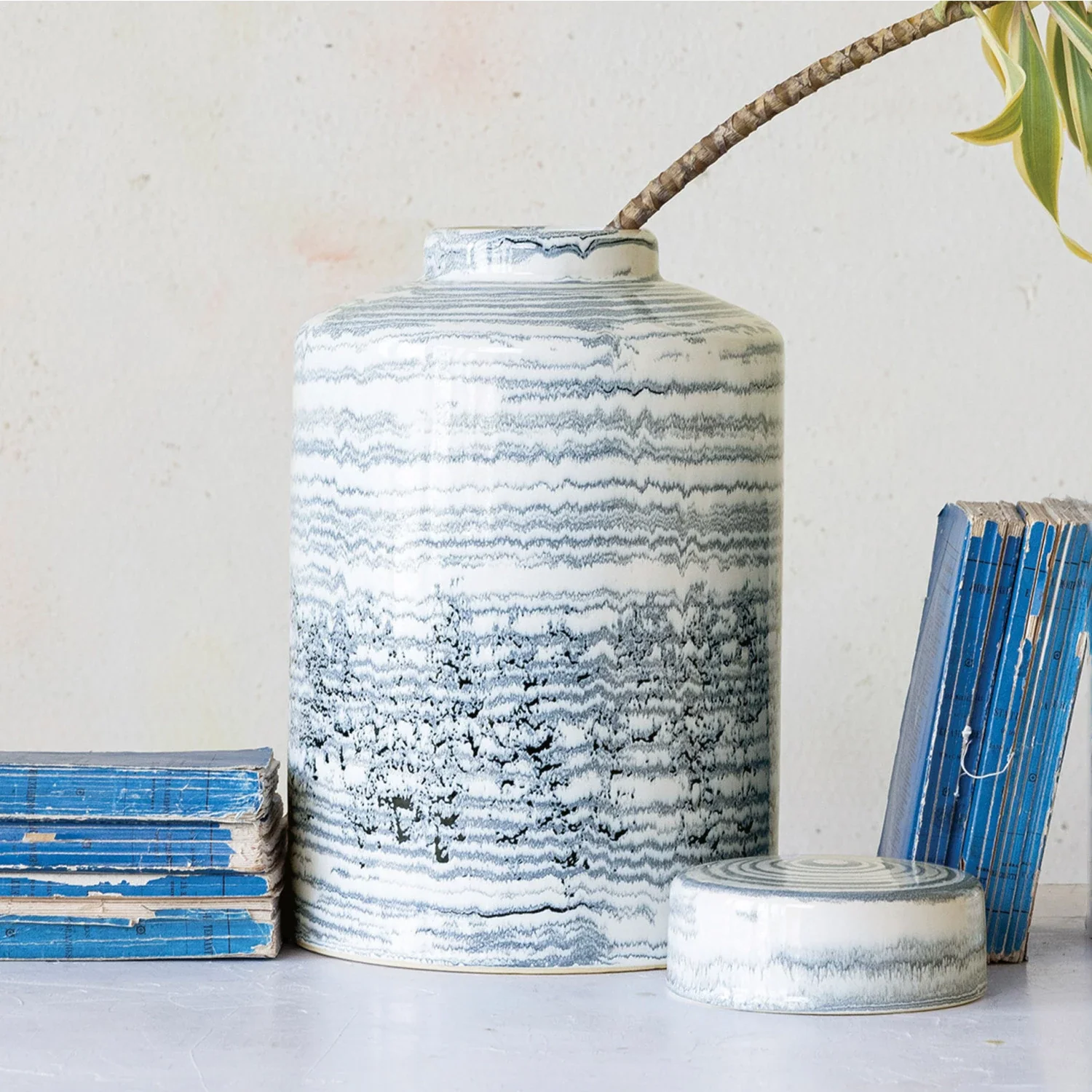 Stoneware Striped Ginger Jar - Image 2