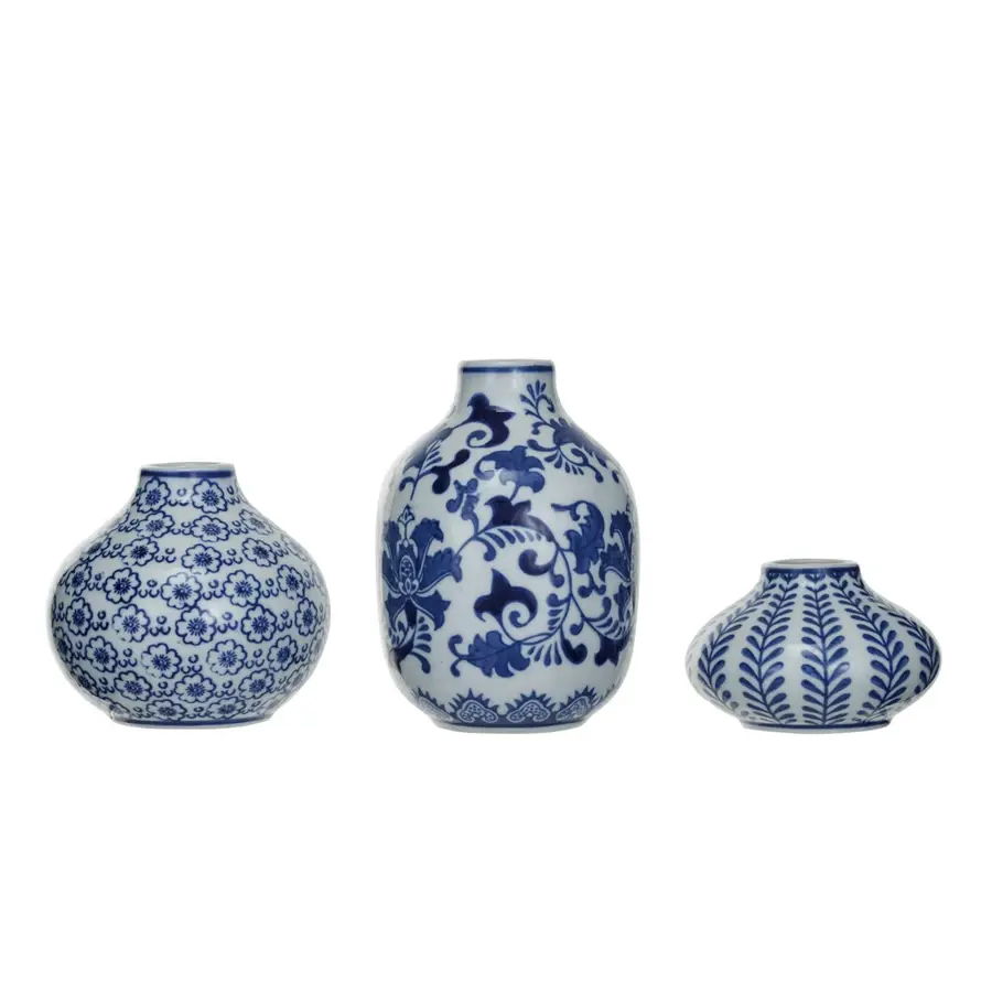 Stoneware Vase Blue & White