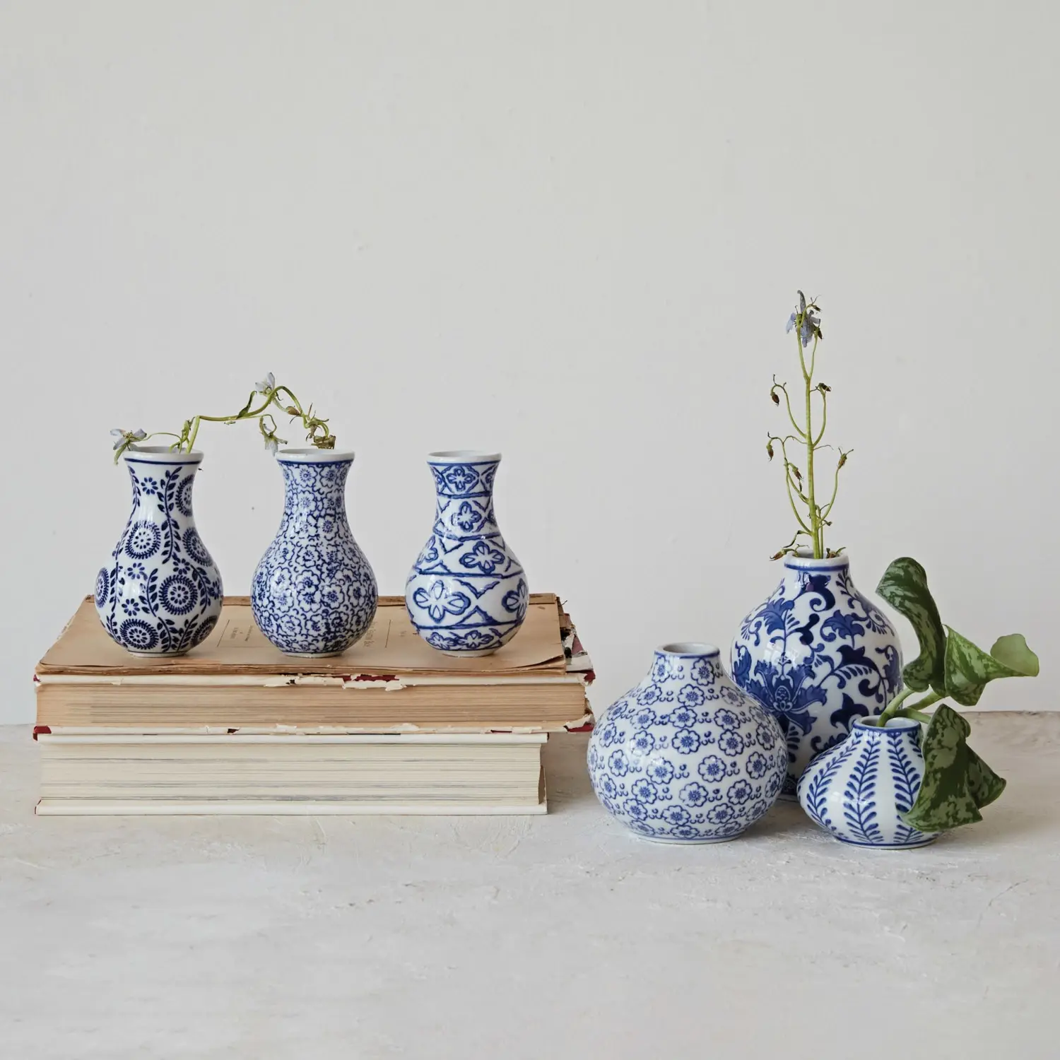 Stoneware Vase Blue & White - Image 2