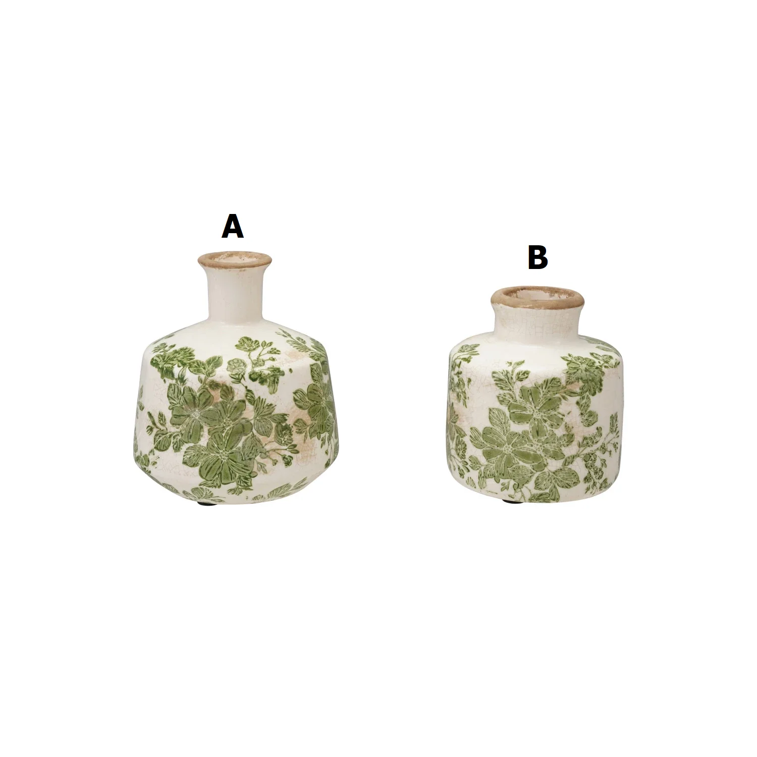 Stoneware Vase with Botanicals - Sold Individually