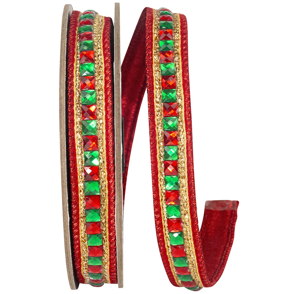 Sumptuous Jewel Accent Deluxe Metallic Backed Wired Edge Ribbon - Image 5