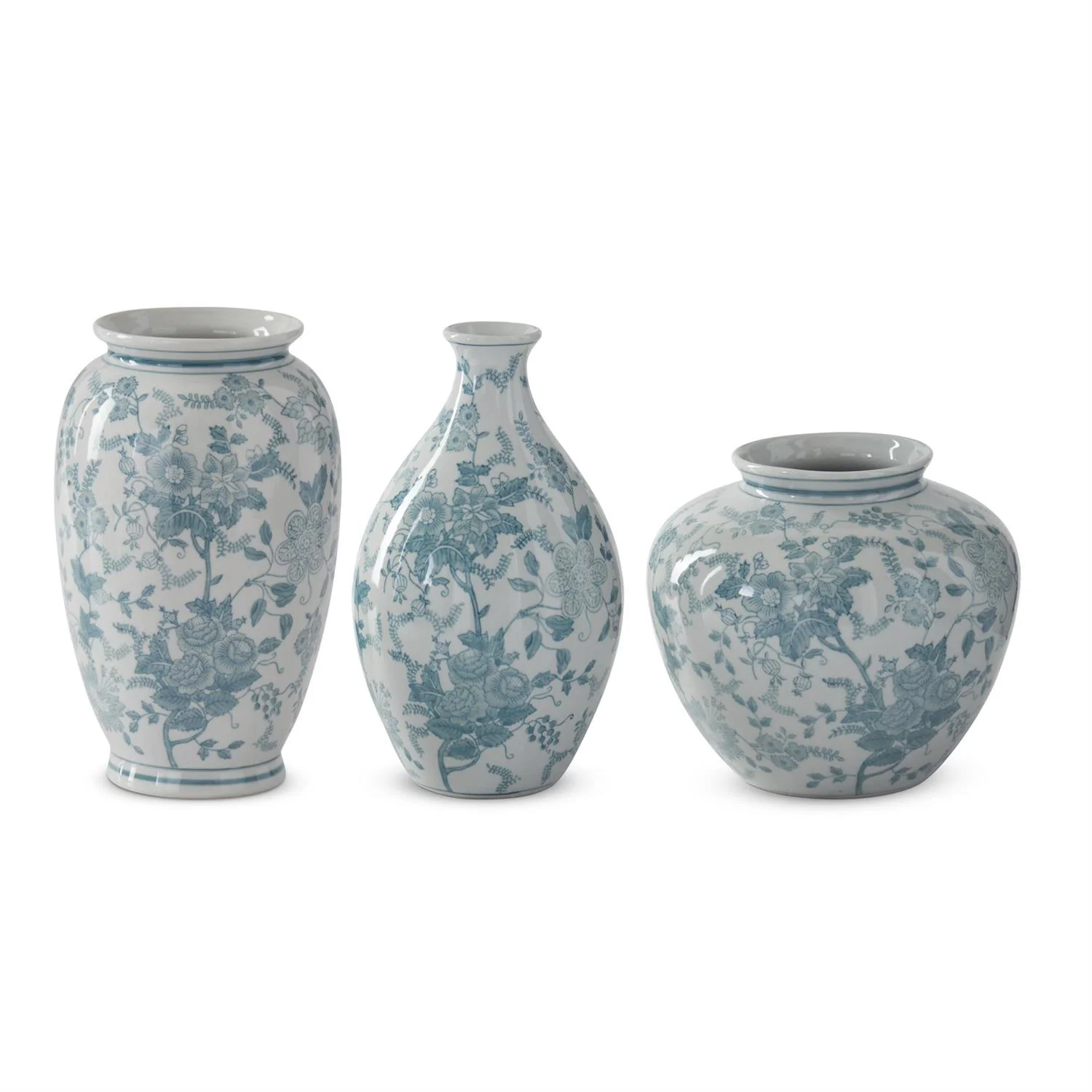 Teal & White Porcelain Chinoiserie Vase