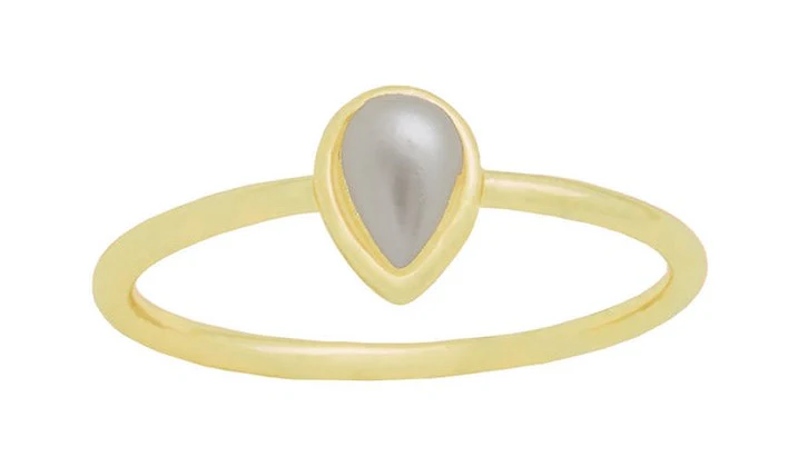 Teardrop Pearl Gold Layers Ring