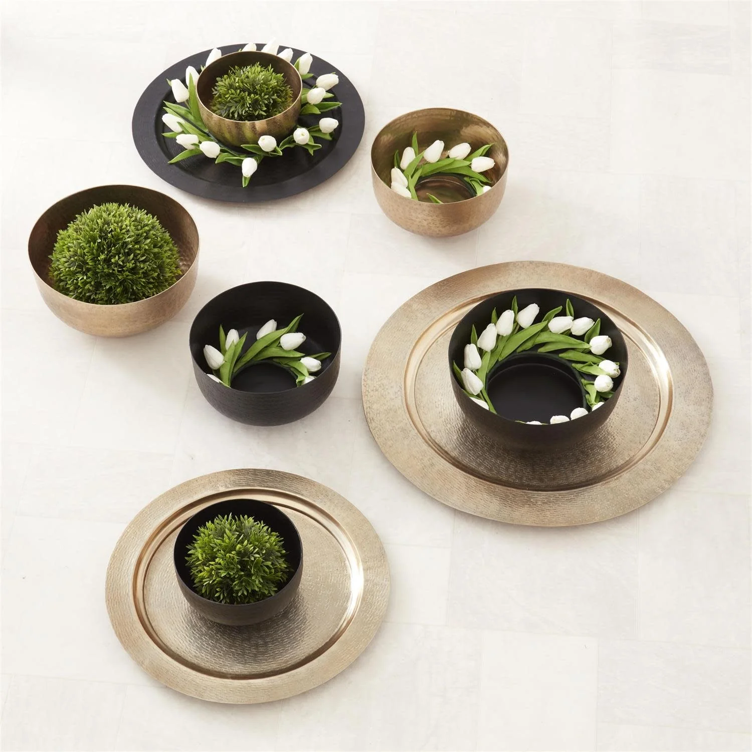 Textured Antiqued Gold Footed Bowl - Image 2