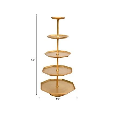 Textured Gold Aluminum 5-Tier Octagon Stand - Image 2