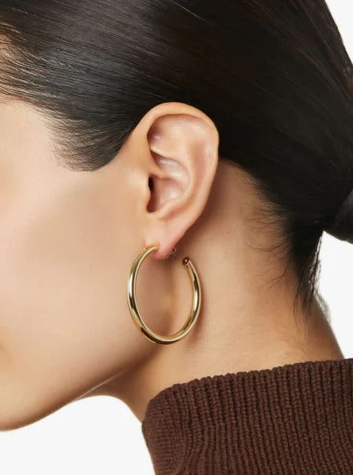 Tia Medium Gold Hoop Earrings - Image 4