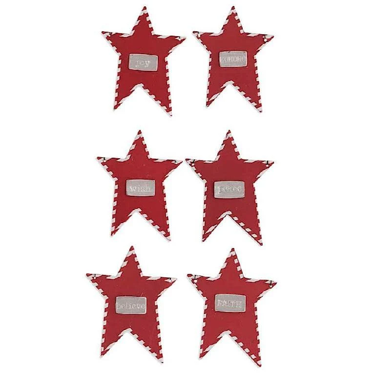 Tin Star Message Ornaments w/Candy Cane Trim