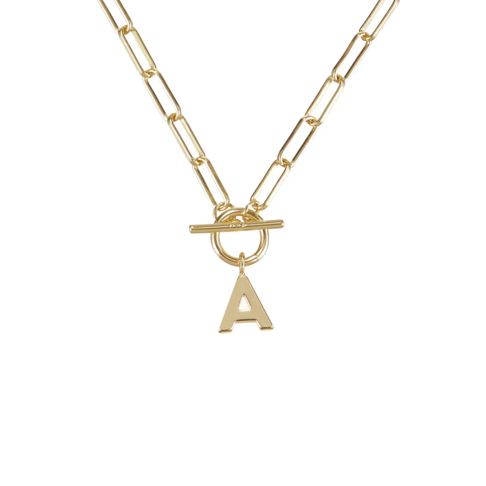 Toggle Initial Necklace Gold - Image 3