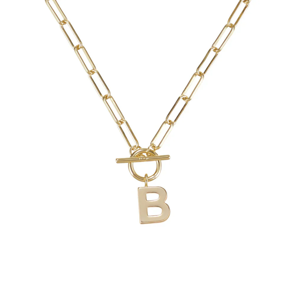 Toggle Initial Necklace Gold - Image 4