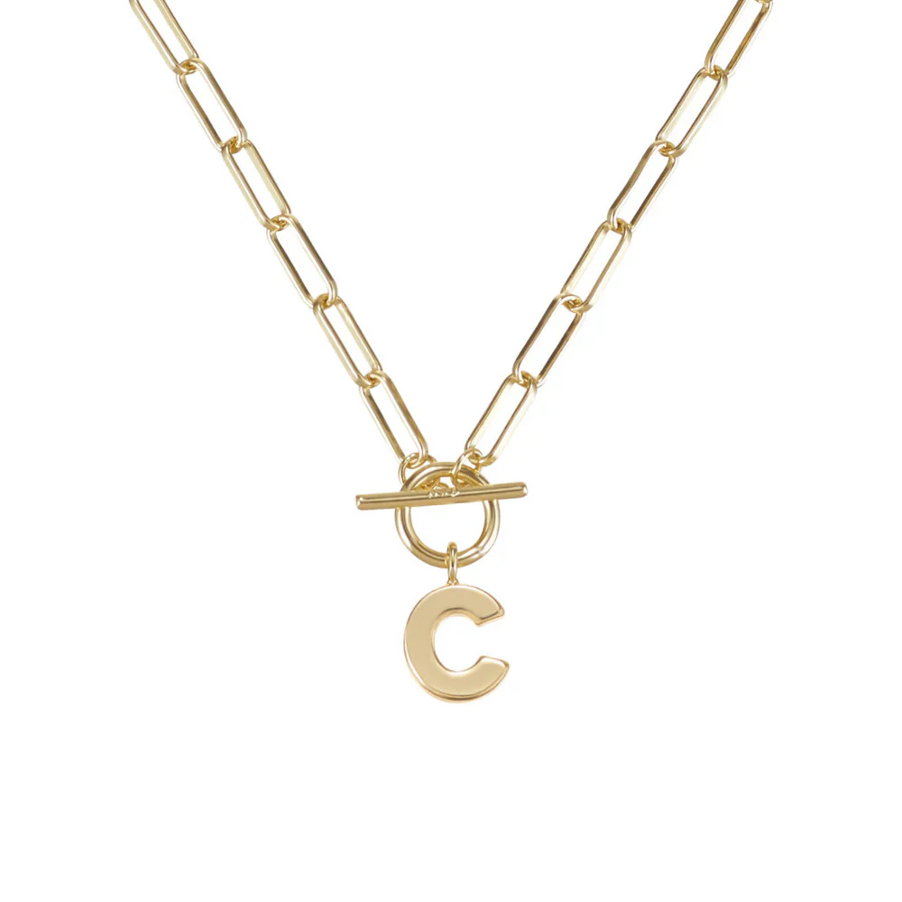 Toggle Initial Necklace Gold - Image 5