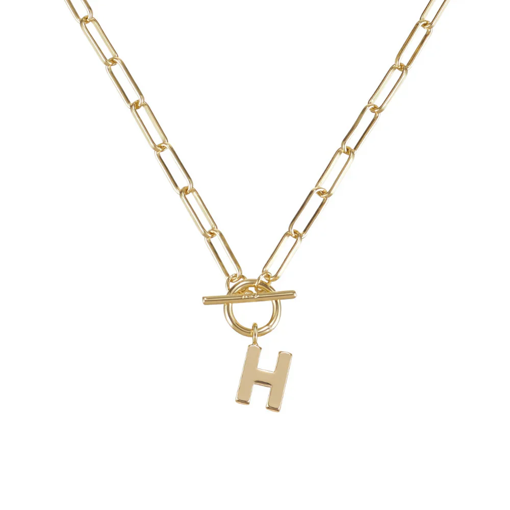 Toggle Initial Necklace Gold - Image 9