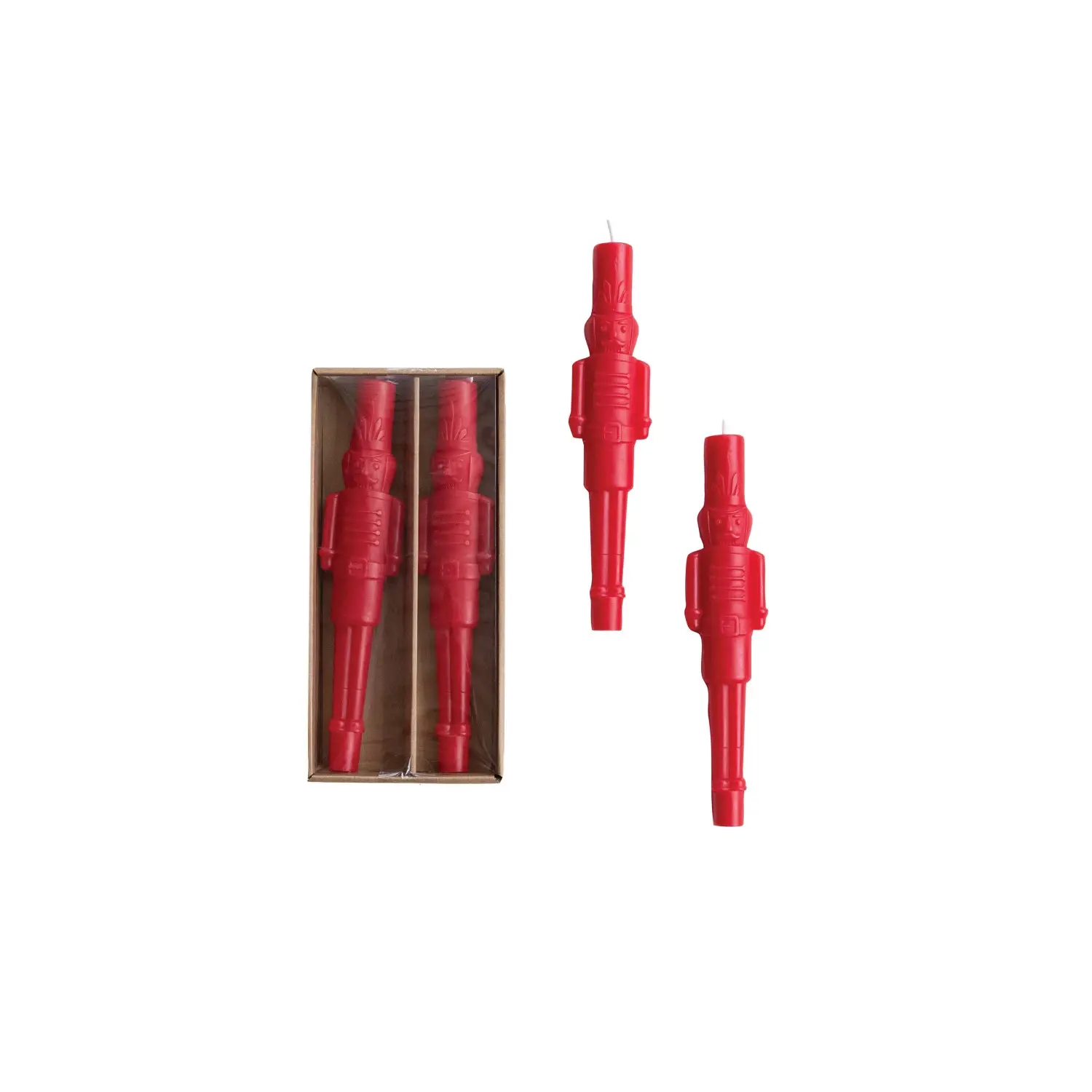 Unscented Nutcracker Shaped Taper Candles - Red