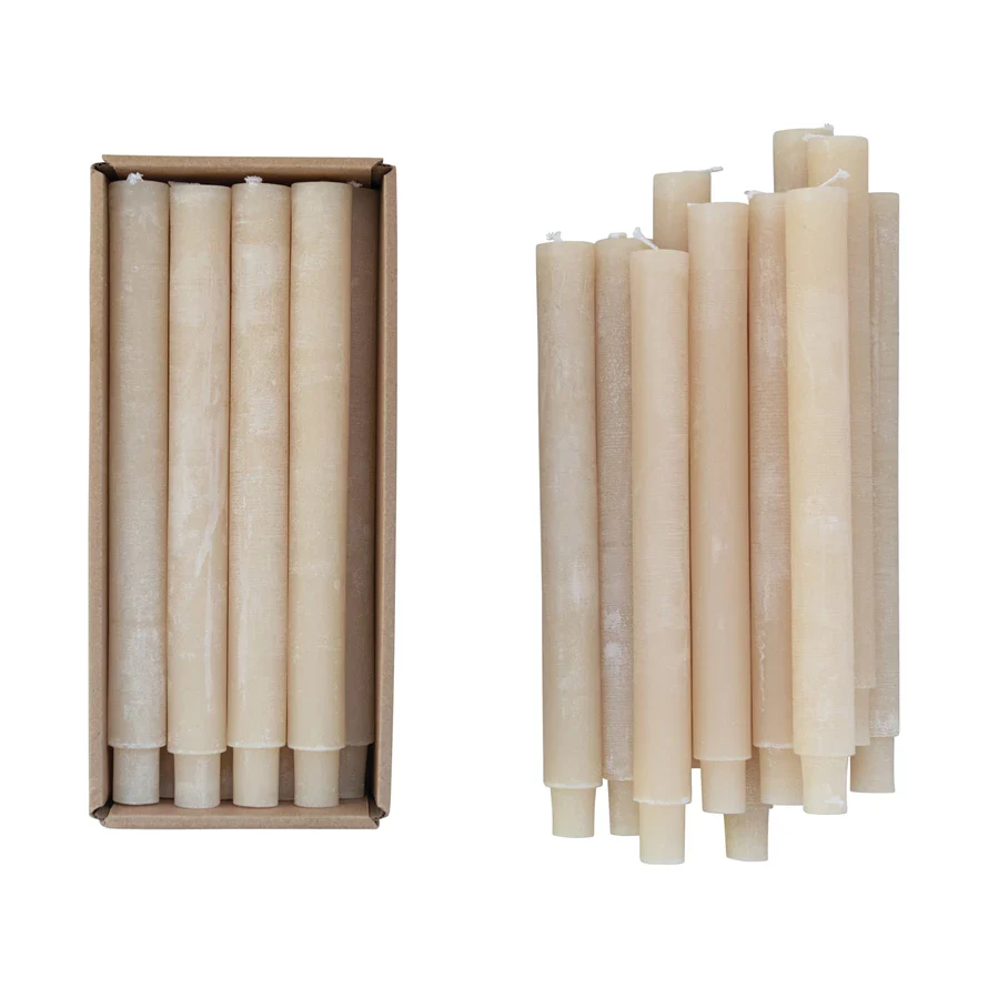 Unscented Taper Candles, Powder Finish set of 12