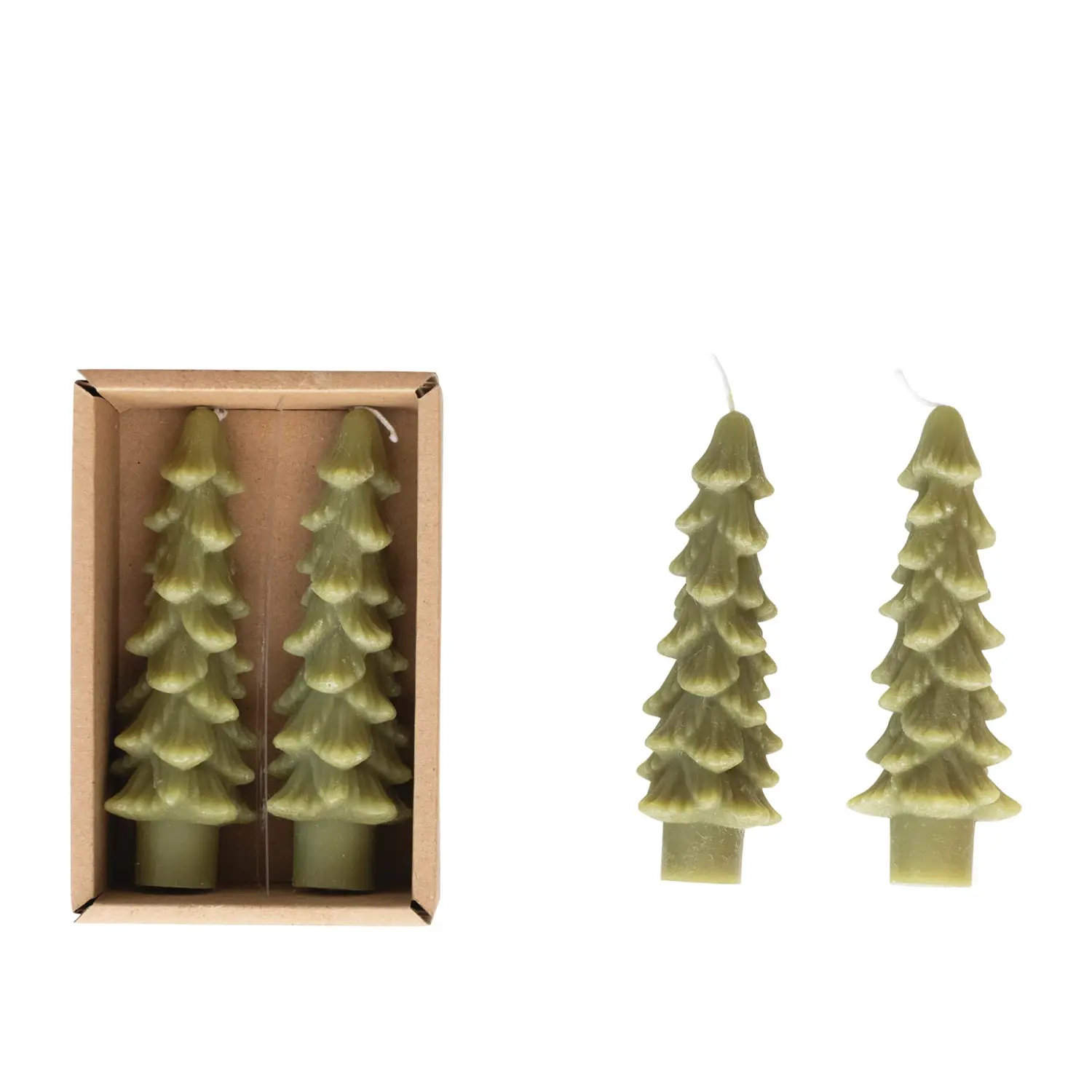 Unscented Tree Shaped Taper Candles - Sold as Set