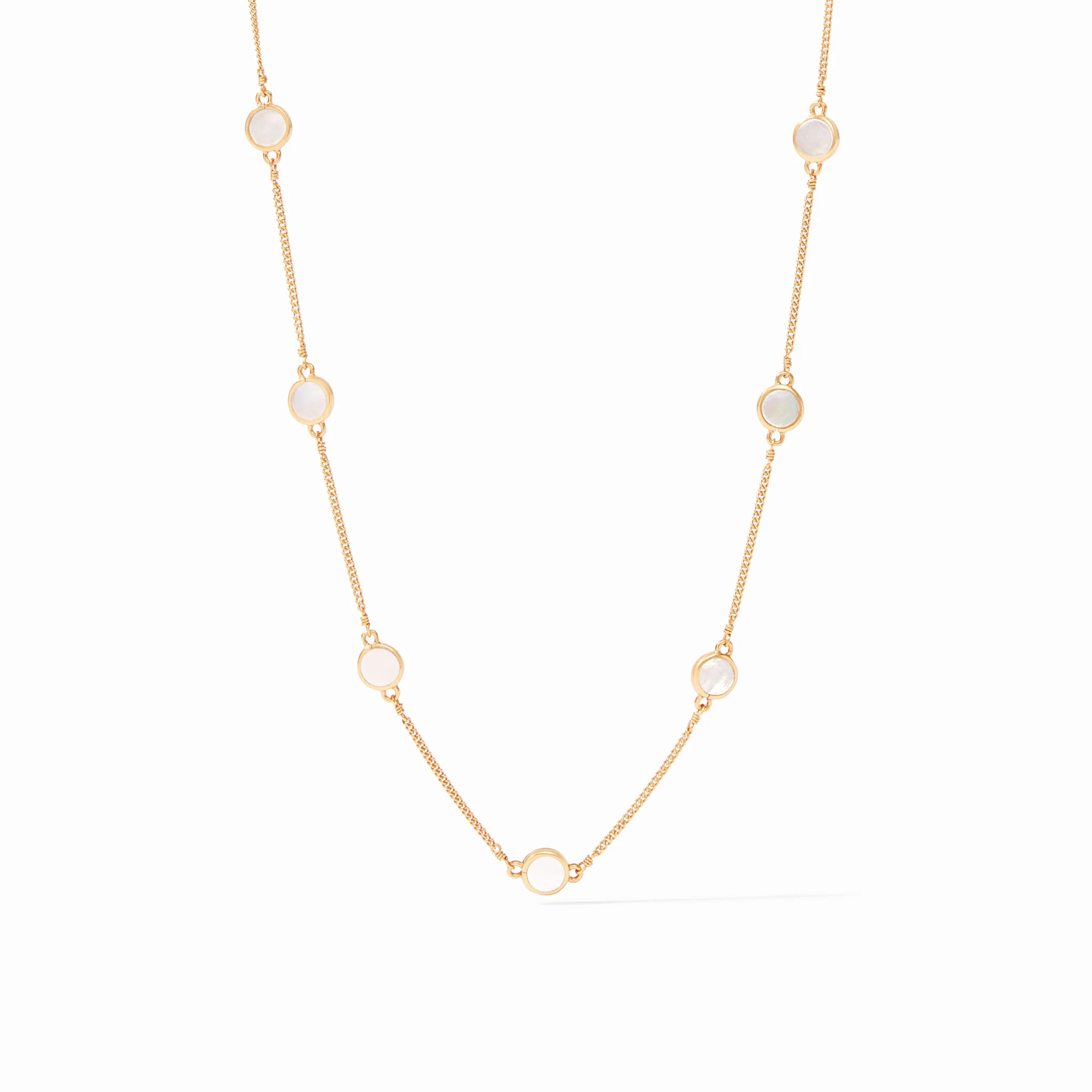 Valencia Delicate Station Necklace Gold Mother Pearl