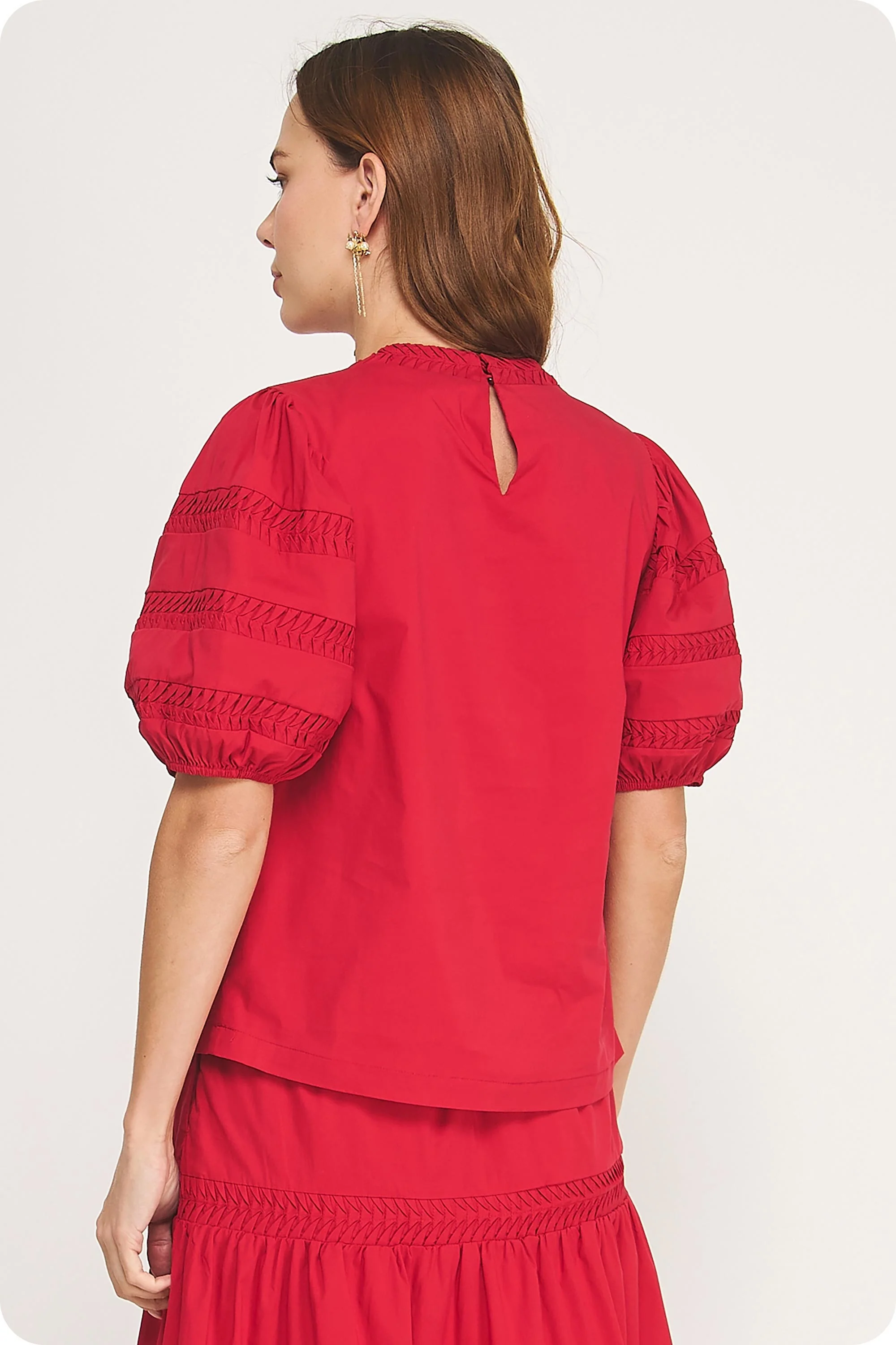 Venice Reverse Pintuck Puff Sleeve Top - Image 3