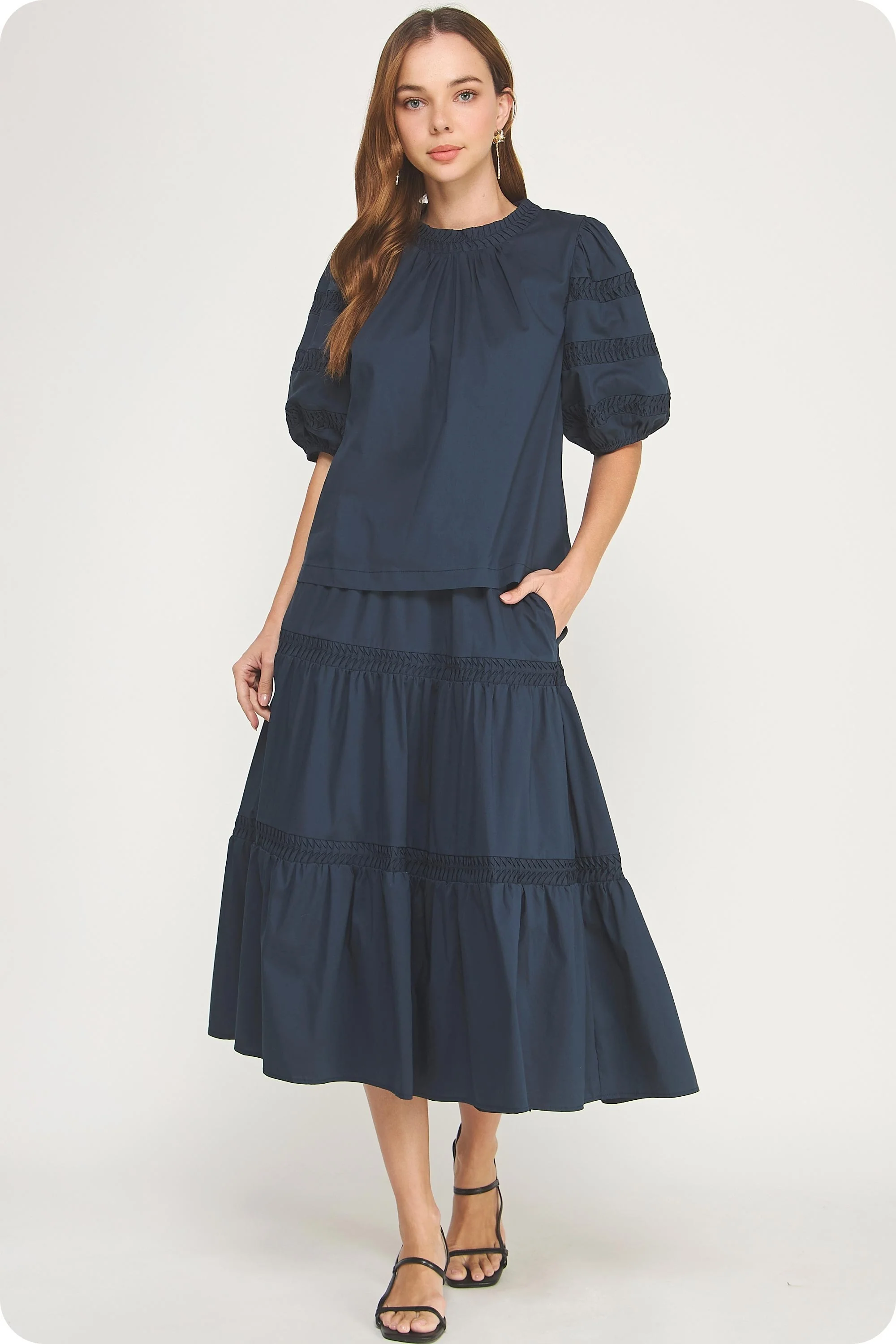 Venice Reverse Pintuck Puff Sleeve Top - Image 9