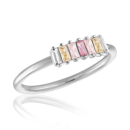 Vertical Pink Transitional Mini Baugette Stack Ring - Image 2