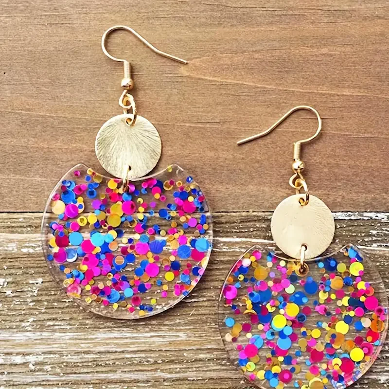Vibrant Confetti Sparkle Circle Earrings