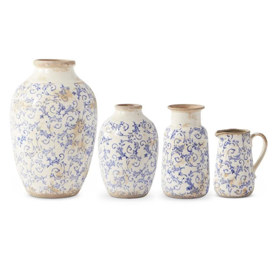Vintage Blue & White Ceramic Vase