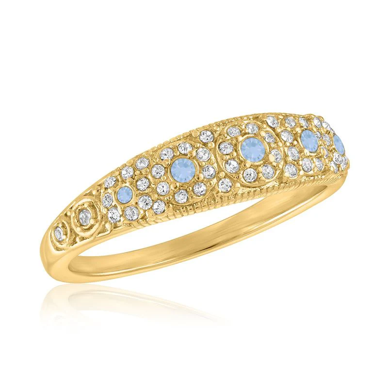 Vintage Detailed CZ Gold Layers Ring - Image 3