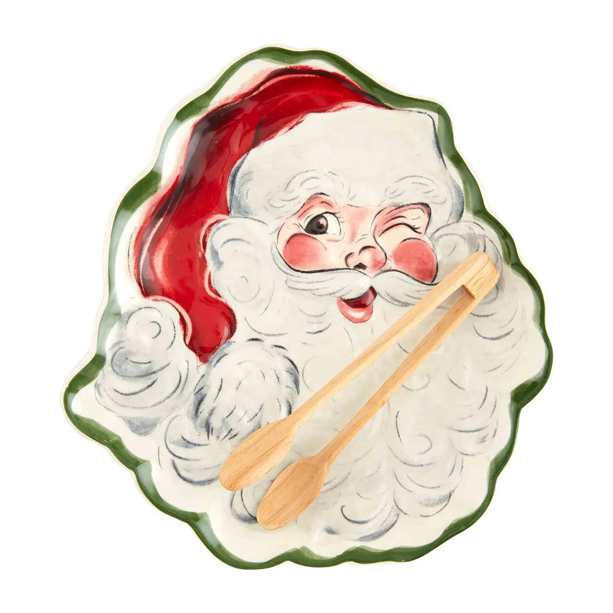 Vintage Santa Plate & Tong