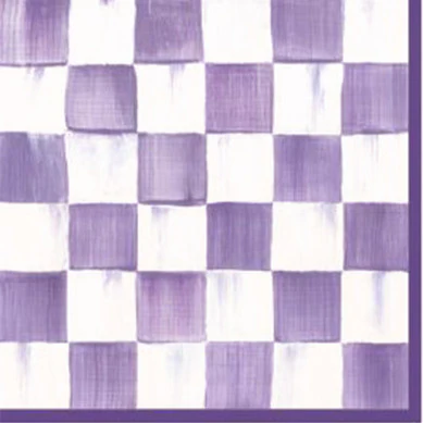 Violet Check Cocktail Paper Napkin
