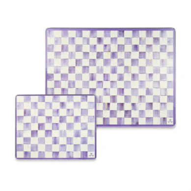 Violet Check Glass Cutting Boards - Set of 2